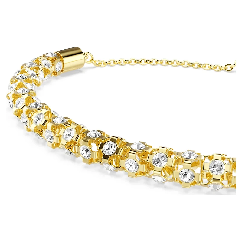 Dextera bracelet, Round cut, White, 18K gold finish