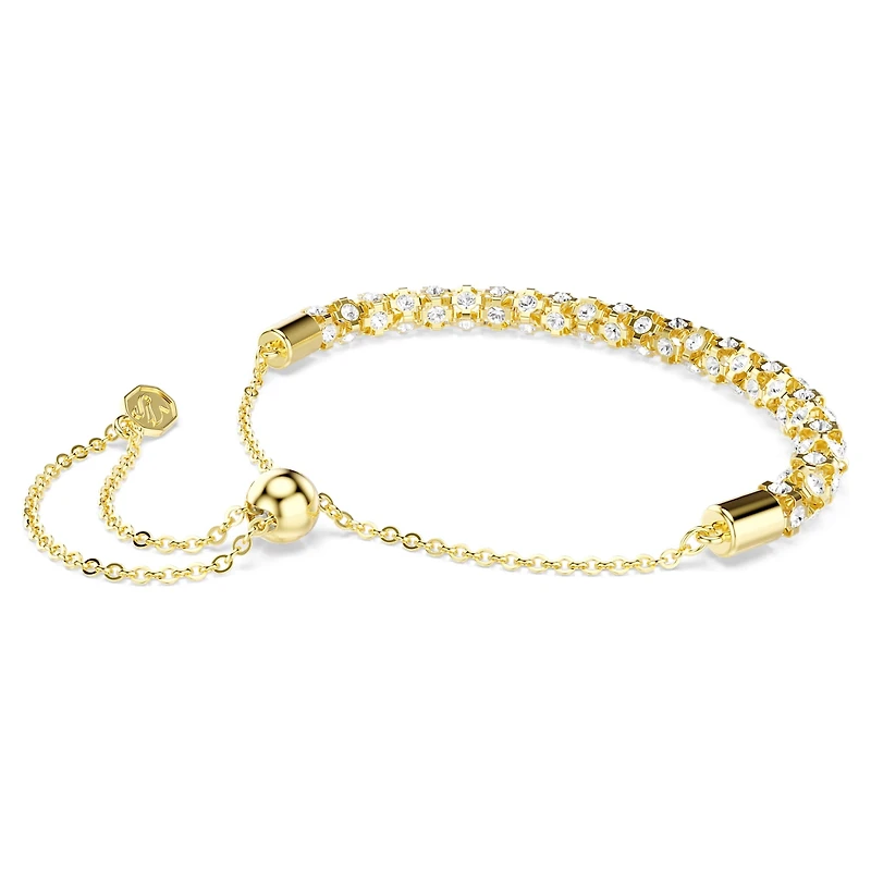Dextera bracelet, Round cut, White, 18K gold finish