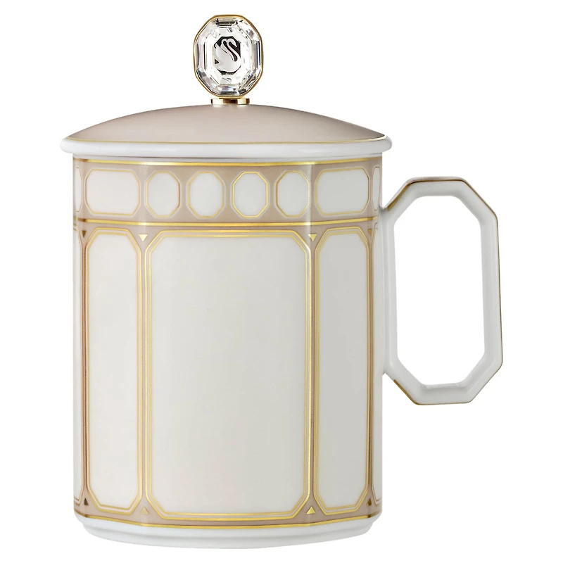 Signum mug with lid, Porcelain, Beige