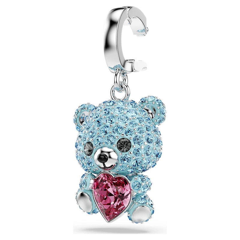 Idyllia charm, Mixed cuts, Teddy, Blue, Rhodium plated by SWAROVSKI