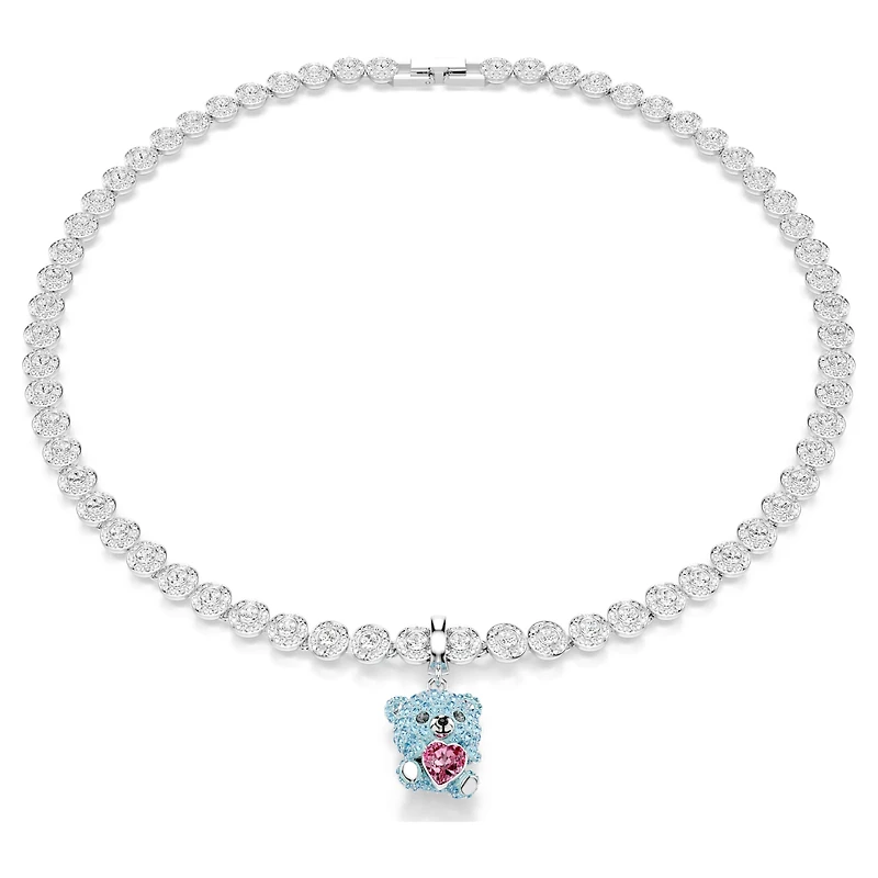 Idyllia charm, Mixed cuts, Teddy, Blue, Rhodium plated by SWAROVSKI