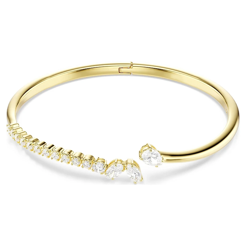 Mesmera bangle, Mixed cuts, White, 18K gold finish