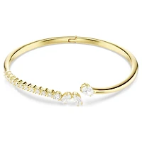 Mesmera bangle, Mixed cuts, White, 18K gold finish