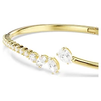 Mesmera bangle, Mixed cuts, White, 18K gold finish
