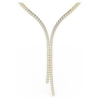 Matrix Y necklace, Round cut, White, 18K gold finish