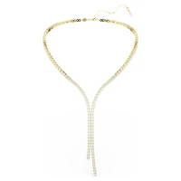 Matrix Y necklace, Round cut, White, 18K gold finish