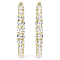 Matrix hoop earrings, Round cut, White, 18K gold finish