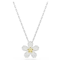 Tough pendant, Pavé, Flower, White, Mixed metal finish by SWAROVSKI