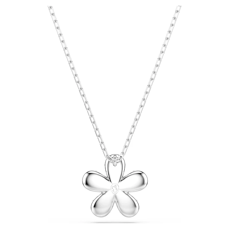 Tough pendant, Pavé, Flower, White, Mixed metal finish by SWAROVSKI