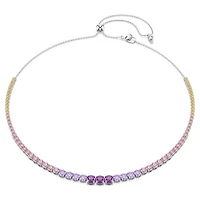 Matrix necklace, Gradient of round cuts, Multicoloured, Rhodium plated by SWAROVSKI