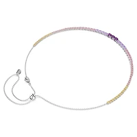 Matrix necklace, Gradient of round cuts, Multicoloured, Rhodium plated by SWAROVSKI