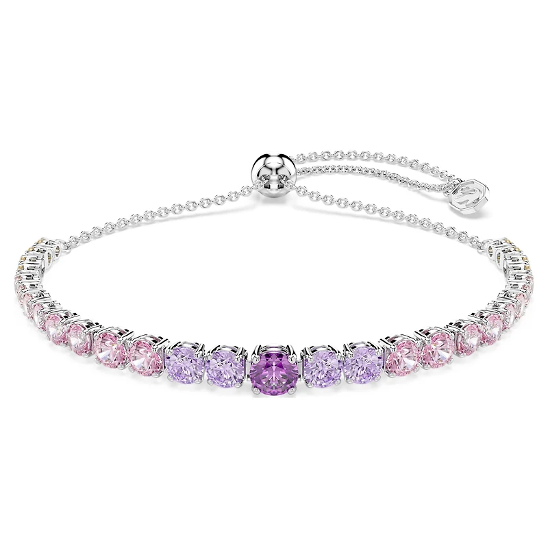 Matrix bracelet, Gradient of round cuts, Multicoloured, Rhodium plated by SWAROVSKI