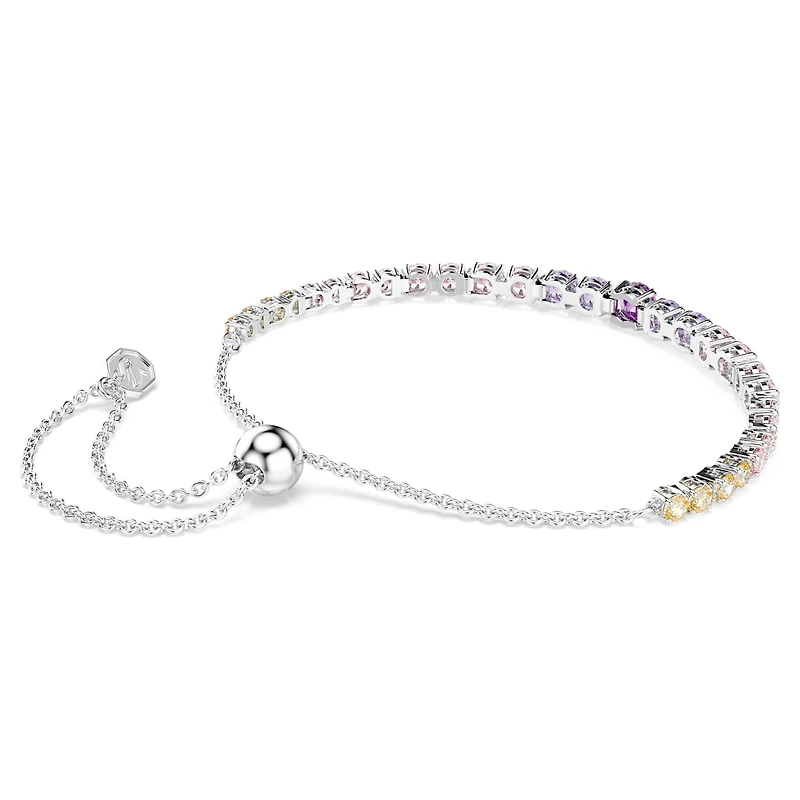 Matrix bracelet, Gradient of round cuts, Multicoloured, Rhodium plated by SWAROVSKI