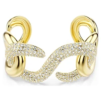 Dextera cuff, Round cut, White, 18K gold finish