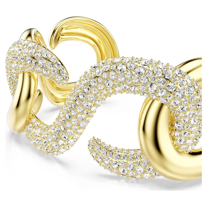 Dextera cuff, Round cut, White, 18K gold finish