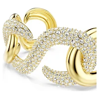 Dextera cuff, Round cut, White, 18K gold finish