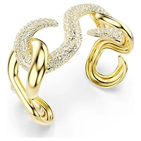 Dextera cuff, Round cut, White, 18K gold finish