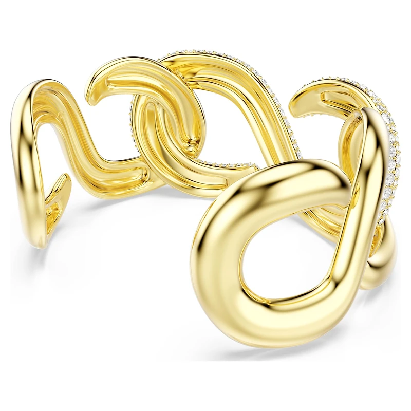 Dextera cuff, Round cut, White, 18K gold finish