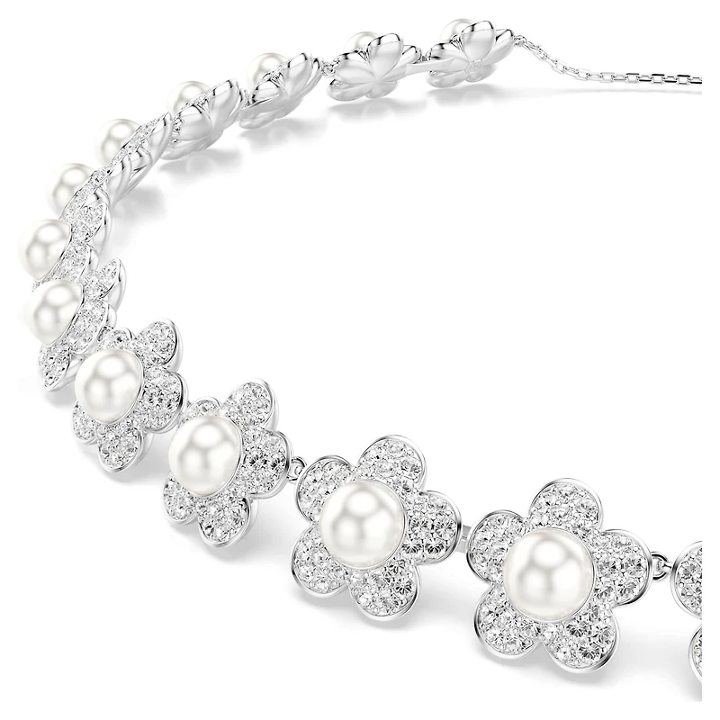 Ariana Grande x Swarovski choker, Crystal pearl, Round cut, White, Rhodium plated