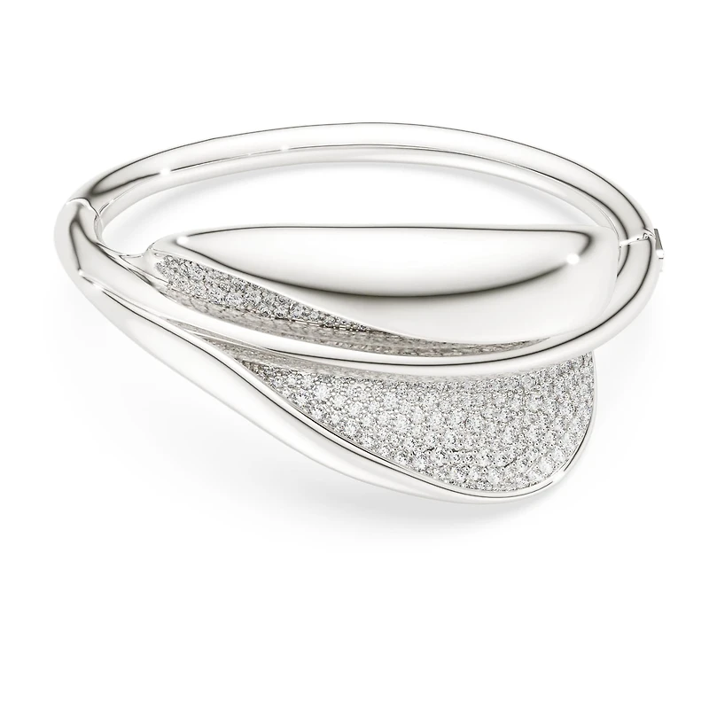 Swarovski Classica bangle, Statement, Round cut, White, Sterling silver