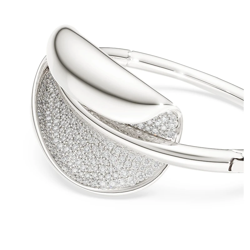 Classica bangle, Statement, Round cut, White, Sterling silver