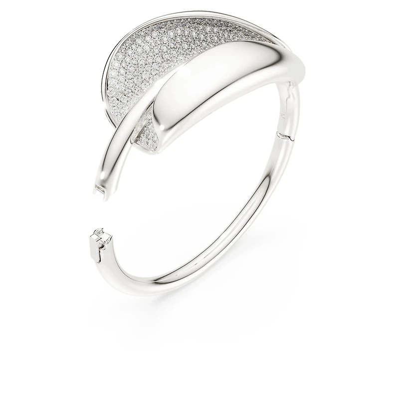 Swarovski Classica bangle, Statement, Round cut, White, Sterling silver