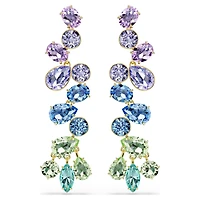 Gema drop earrings, Mixed cuts, Chandelier, Long, Multicoloured, Gold-tone plated by SWAROVSKI