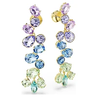 Gema drop earrings, Mixed cuts, Chandelier, Long, Multicoloured, 18K gold finish