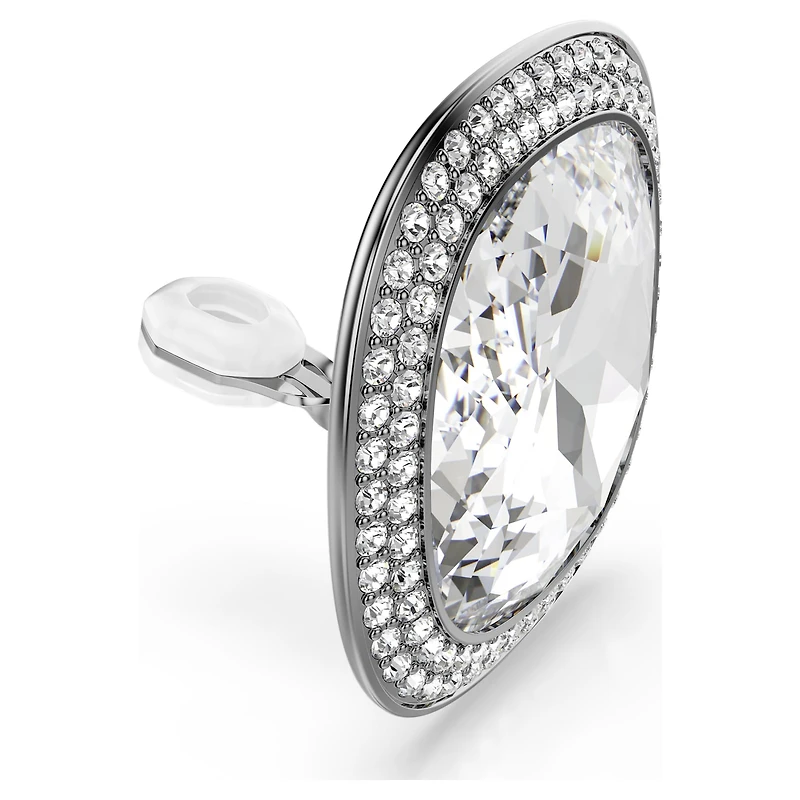 Una Angelic clip earrings, Cushion cut, White, Ruthenium plated