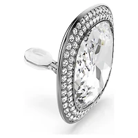 Una Angelic clip earrings, Cushion cut, White, Ruthenium plated