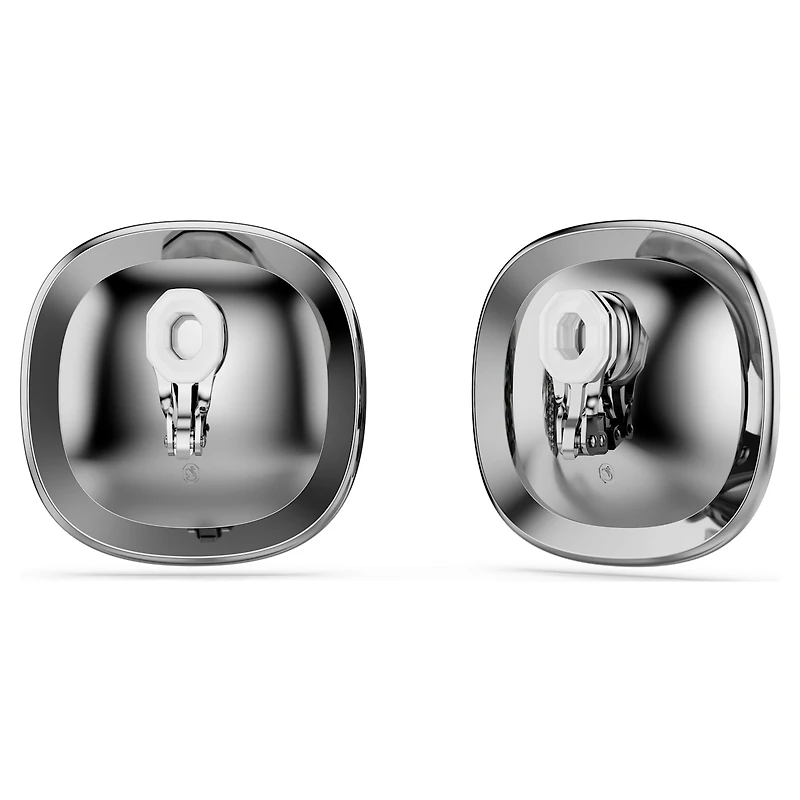Una Angelic clip earrings, Cushion cut, White, Ruthenium plated