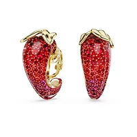Idyllia clip earrings, Red, 18K gold finish