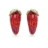 Idyllia clip earrings, Red, 18K gold finish