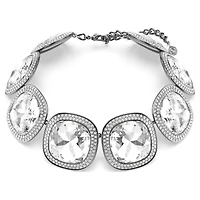 Una Angelic choker, Cushion cut, White, Ruthenium plated