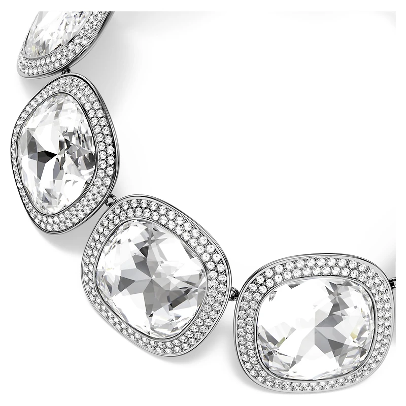 Una Angelic choker, Cushion cut, White, Ruthenium plated