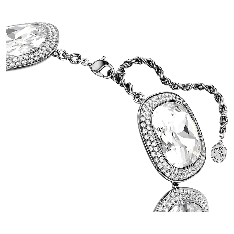 Una Angelic choker, Cushion cut, White, Ruthenium plated