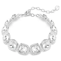Una Angelic bracelet, Cushion cut, White, Rhodium plated