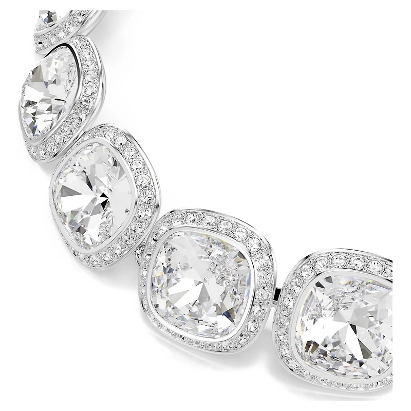 Una Angelic bracelet, Cushion cut, White, Rhodium plated