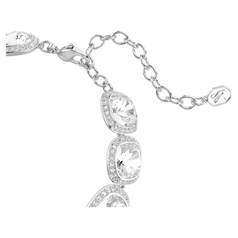 Una Angelic bracelet, Cushion cut, White, Rhodium plated