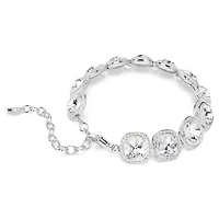 Una Angelic bracelet, Cushion cut, White, Rhodium plated