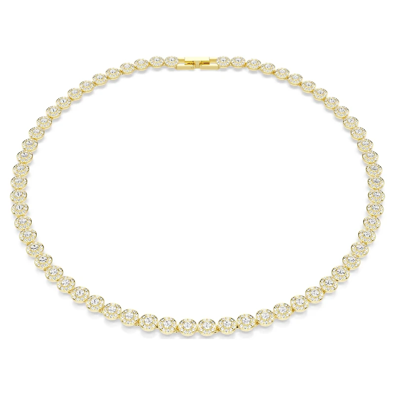 Una Angelic necklace, Round cut, Small, White, 18K gold finish