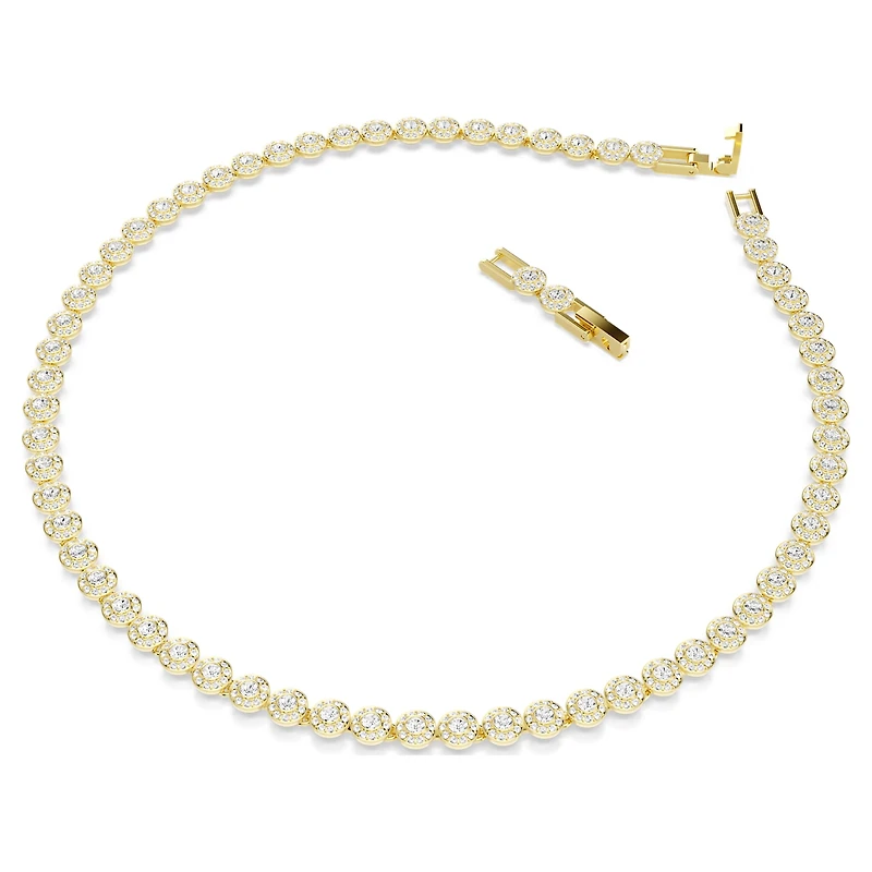 Una Angelic necklace, Round cut, Small, White, 18K gold finish