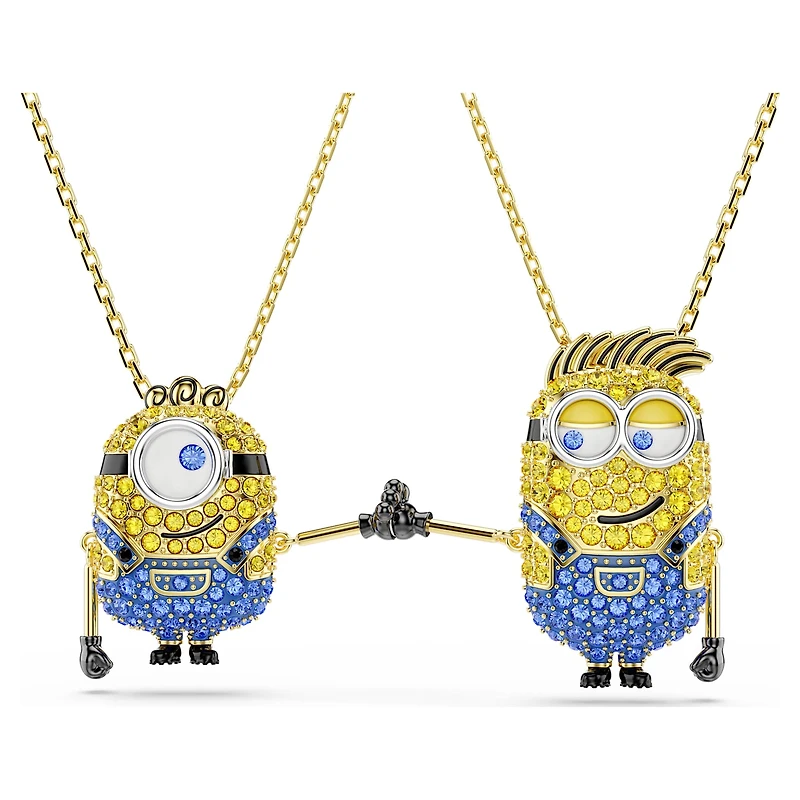 Minions James and Henry set, Pavé, Multicoloured, Gold-tone plated