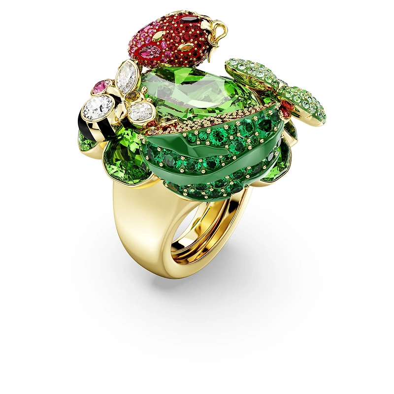 Idyllia motif ring, Multicoloured, 18K gold finish
