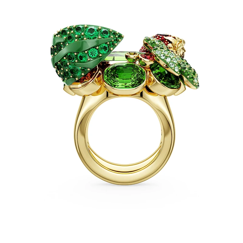 Idyllia motif ring, Multicoloured, 18K gold finish