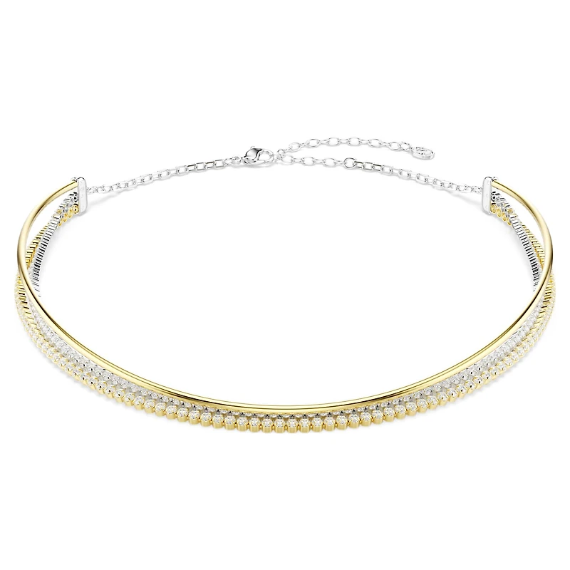 Hyperbola necklace, Round cut, White, Mixed metal finish