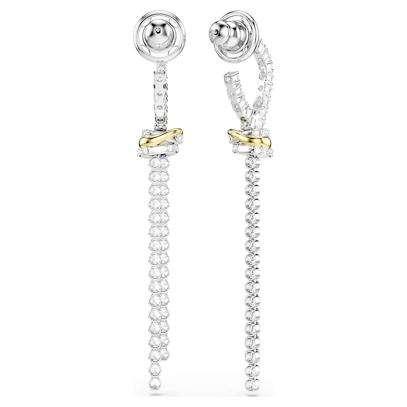 Hyperbola drop earrings, Round cut, Knot, White, Mixed metal finish