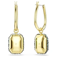 Sublima drop earrings, Octagon cut, Green, 18K gold finish