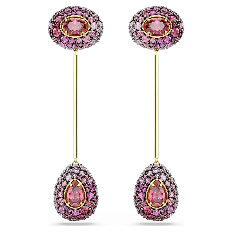 Sublima drop earrings, Pear cut, Red, 18K gold finish