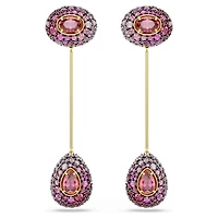 Sublima drop earrings, Pear cut, Red, 18K gold finish